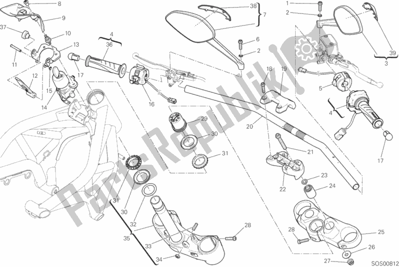 Todas las partes para Manillar Y Controles de Ducati Monster 821 Stripes AUS 2017